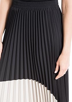 Max Studio Women's Maxi Pleated Colorblock Skirt, Black